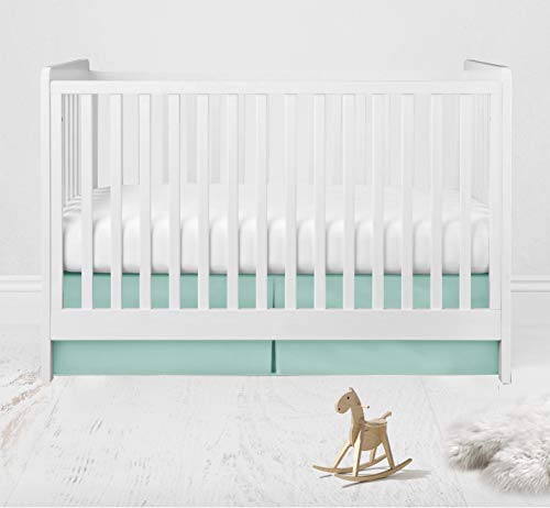 Bacati - Noah Tribal Mint/Navy Crib/Toddler Bed Skirt Dust Ruffle (Solid Mint)