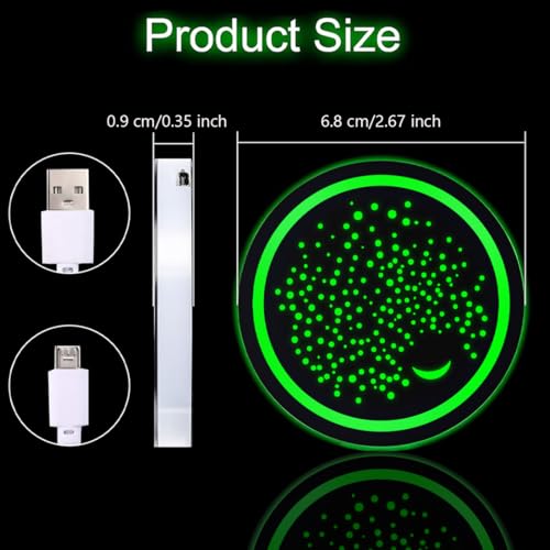 2 Pcs Luz LED para Portavasos de Auto con Cable USB miniatura 2