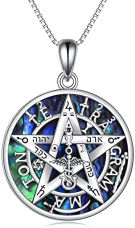 CUPENDA Viking Compass/Tetragrammaton Pentagram/Mjolnir Hammer Necklace Sterling Silver Vegvisir Runes/Thor Hammer Pentacle Necklace Pagan Norse Jewelry Gifts for Women Men
