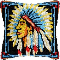 Kit de crochet à loquet Native American Chief pour housse de coussin 43x43 cm