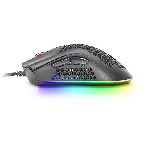 MMEX, Mouse Gaming Premium 32000 DPI, Sensore PixArt 3389PRO, Switch Ottici Ultra Veloci, Design Hive Ultralight 75g, RGB Chroma, 7 Pulsanti, Software, Nero - Mouse gaming - Immagine 3