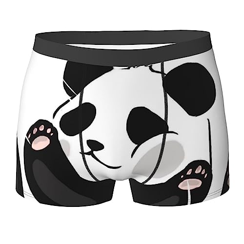COMAAM Funny Panda Herren Boxershorts (Multi-Faceted) Herren Elastische Boxershorts Leggings Unterhose, Schwarz, Medium