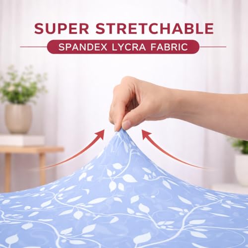 Image of STITCHNEST 'Contour Fit Series' Stretchable Printed Wooden Sofa Cover (Pack of 6) - Elastic Wooden Chair Cover | Wooden Sofa Seat Cover | Size - 20-21 x 20-21 x 3-5 in