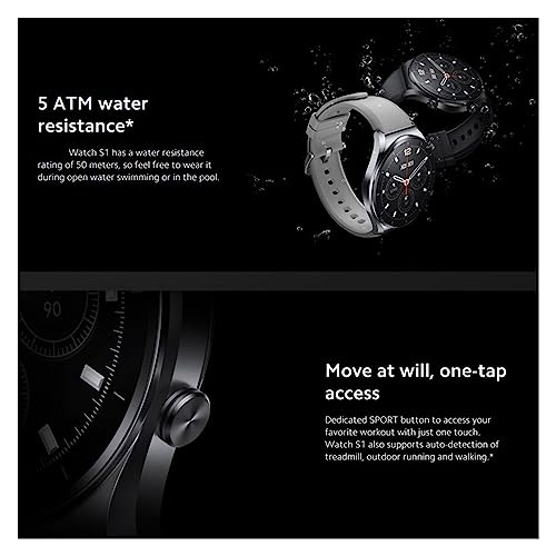 BEYSG Smartwatches Smartwatch S1 1,4 inch AMOLED-display 12 dagen batterijduur draadloos opladen Bluetooth antwoordoproep polshorloge (kleur: zwart en blauw) - Afbeelding 7