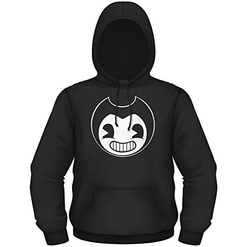 Bendy and the Ink Machine Hoodie - Official Bendy Sweatshirt - Black and White Bendy Mens Hoody (Black, Small)
