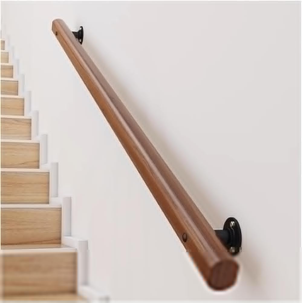 Pasamanos de escalera de madera natural para pared en pasillos y terrazas