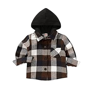 YOUNGER STAR Toddler Kids Boys Girls Flannel Hooded Plaid Shirt Button Baby Red Plaid Shirt Plaid Shirt Hooded Clothes