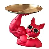 Tablett Skulptur Deko Süssigkeiten Schale Modern, Harz Bulldogge Figur Aufbewahrungsfach Münzbank Eingang Schlüssel Snack Halter Moderne Kunst Statue Home Desktop Ornament Dekoration (groß)