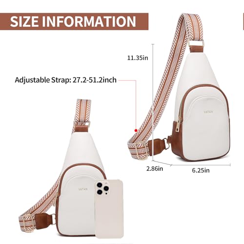 VATAN Small Sling Bag Women's Crossbody Fanny Packs Leather Crossbody Bags for Women (D-Brown with White)2