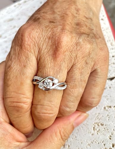 1.1 ct three stone Moissanite engagement rings for women 925 sterling silver twisting Moissanite rings Platinum Plated Silver ring for Women Wedding band4