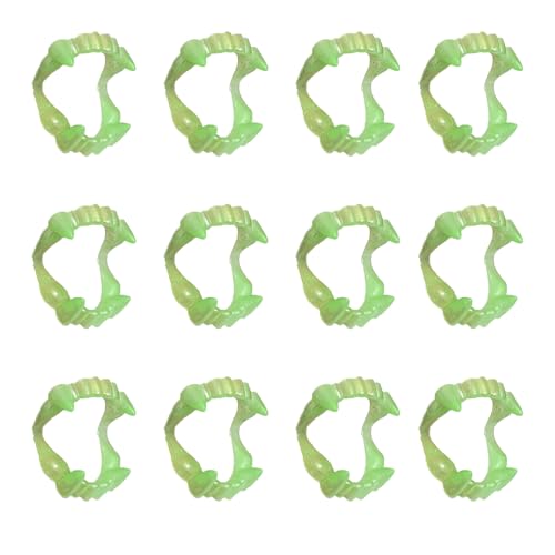 Chmentnanza 12 Dents de Vampire Lumineuses Effrayantes pour Halloween - Accessoire Déguisement Monstre, Loup-Garou, Zombie - 12 Pièces Adultes/Adolescents