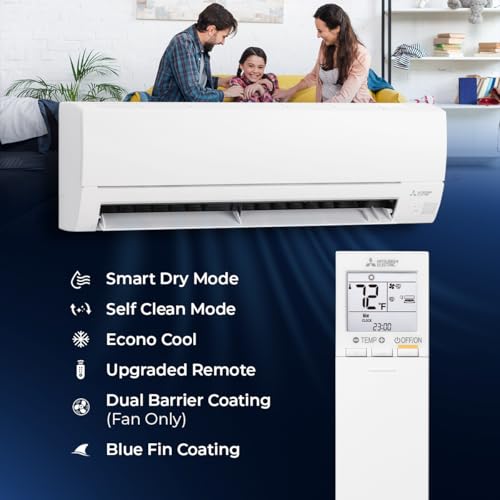 Image of Mitsubishi 24000 BTU 20 SEER2 HX-Series Mini Split Heat Pump System with 15ft Line Set & Installation Kit - R454B Single Zone | High Efficiency Wall Mounted Ductless AC /Heating Unit