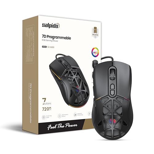 Image of SG-M360 Wired Gaming Mouse | 7200 DPI Adjustable, 7 Programmable Buttons, RGB Lighting, Huano Switches, Ergonomic Design, 1.5m Braided Cable, Optical Mouse for PC & Laptop (Black)