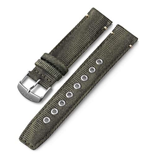Timex 20Mm Watchbands Fabric Quick-Release Strap – Green With Grommets & Silver-Tone Buckle #TOP14