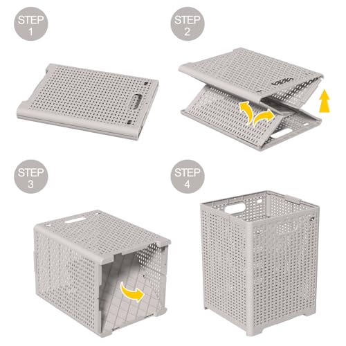 Idotry 42 L Foldable Plastic Laundry Basket, 2-Pack Plastic Collapsible Laundry Hamper, Gray by Idotry - Image 7