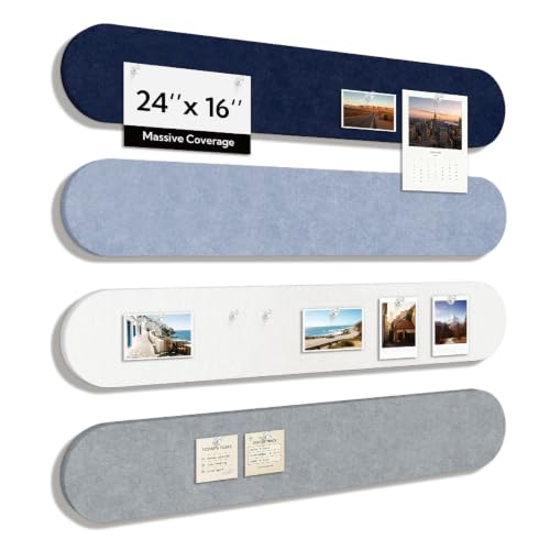 Olanglab Felt Bulletin Board Strips 4-Pack 24"x16" with 50 Pins, Dusty Blue