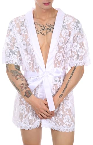 Bata de baño y bragas de encaje para hombre FEOYA que solucionan el calor nocturno