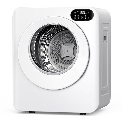 Euhomy 1.5 Cu.Ft Portable Dryer, 850W Clothes Dryer with Stainless Steel Drum, 4 Functions, LED Control Panel, 120V Portable Dryers for Laundry, Suitable for Apartments, Dorm, RVs, White