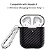 Carbon Fiber Texture Protective Cover for AirPods 2 Case Black,Front Led Visible,Ultra Slim Shockproof Skin Compatible with Apple Airpods 2 2019(Black-Texture)…