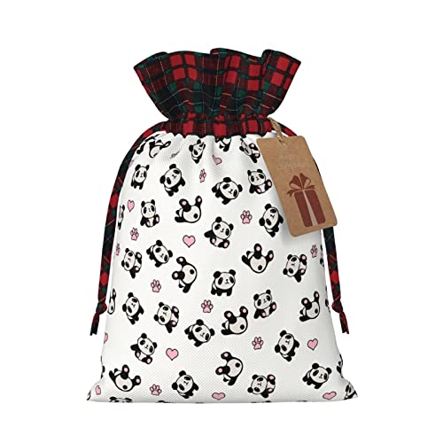 クリスマス 巾着袋 パンダ ペット 動物 ピンク 足 ハート ギフト バッグ 誕生日 パーティー用 ラッピング袋 グリーティングバッグ ミニカード付 ビッグギフト 巾着 ラッピング 袋 らっぴんぐ 包装 プレゼント 麻袋 かわいいクリスマスプレゼント袋 麻