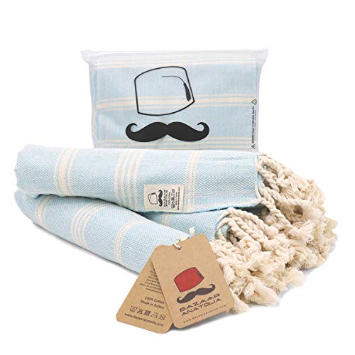 Bazaar Anatolia Turkish Hand Towel Set Of 4 Peshtemal Towel 100% Cotton 45X20 Light Weight Thin Quick Dry Hand Hair Gym Face Bath Tea Kitchen Dishcloth Set Decorative Bathroom Towel (Turquoise) #TOP17
