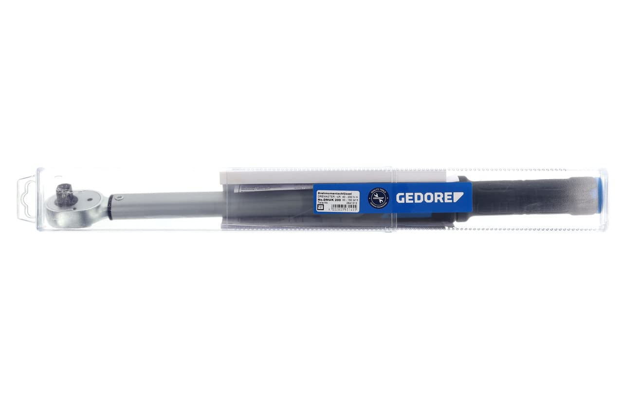 GEDORE Dremaster Drehmomentschlüssel, 1/2 Zoll, 40-200 Nm, Mit Umschaltknarre, Stahlrohr, Silber/Schwarz/Blau