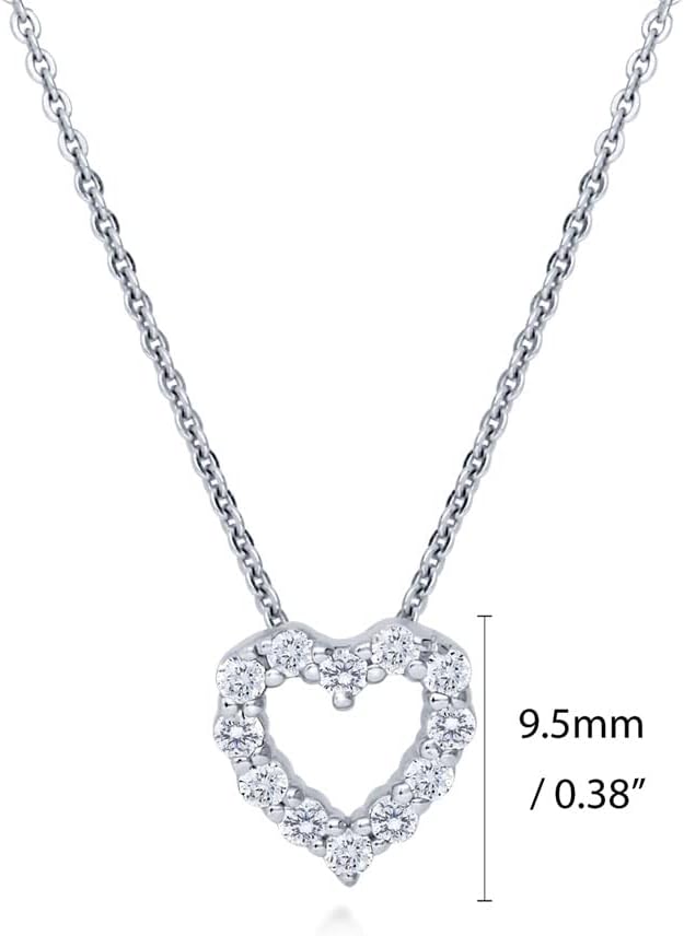 BERRICLE Sterling Silver Open Heart Cubic Zirconia CZ Fashion Necklace and Earrings Set for Women, Rhodium Plated - Image 8