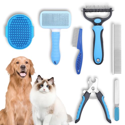 7PCS-Dog-Grooming-Kit-Deshedding-Dog-Brush-Dog-Pin-Brush-Flea-comb-for-dogs-metal-comb-Bath-Brush-Dog-Nail-Clipper-and-Nail-File-Dog-Brush-Set-for-Small-Medium-and-Large-Dogs-Blue - Cucciolini Doodles   7PCS-Dog-Grooming-Kit-Deshedding-Dog-Brush-Dog-Pin-Brush-Flea-comb-for-dogs-metal-comb-Bath-Brush-Dog-Nail-Clipper-and-Nail-File-Dog-Brush-Set-for-Small-Medium-and-Large-Dogs-Blue