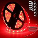 ST.MARY TINO marine led strip lights, 12V 6.56FT IP68 Waterproof underwater led lights, Boat Interior Light, Boat Deck Lights Courtesy Lights for Night Fishing Pontoon Kayak Boats(RED)