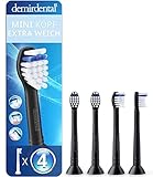 4er demirdental Mini Extra Soft Aufsätze passend für Philips Sonicare Ersatzbürsten ProResults, extra weiche und kleine Bürstenköpfe für sehr empfindliche Zähne, Schwarz, HX6084eb