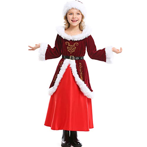 Fantasia de Papai Noel para meninas, fantasia de Natal, fantasia de Sra. Claus para crianças, Claret