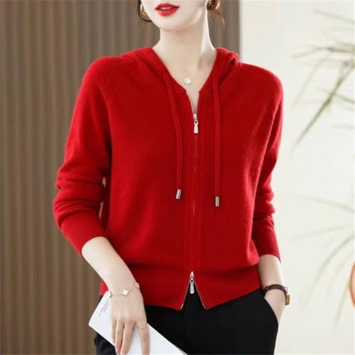 Women's Outerwear Sweater Hooded Cardigan Knitted Outerwear Long Sleeved Loose Sweater Jacket3