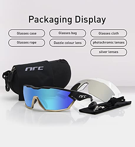 Óculos de Sol Unissex NRC, Lentes Comuns e Fotocromáticas, para Esportes Ao Ar Livre, Ciclismo, Moun