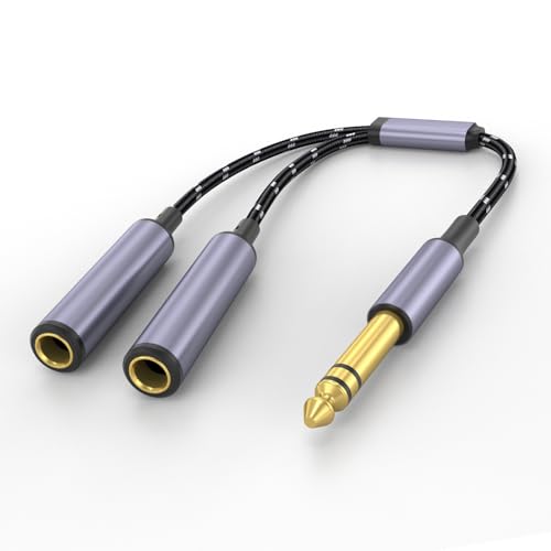 DCNETWORK 1/4" Splitter Cable, TRS to Dual 1/4" TRS Stereo Y Adapter, High-Fidelity Sound, Durable Aluminum Alloy Shell for Studio, DJ, Headphones, Live Sound Systems-12inch
