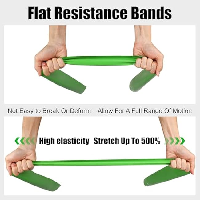 Flat Resistance Bands for Physical Therapy and Rehab, Pilates, Yoga, Latex Elastic Workout Bands Resistance for Women and Men, 5.9 Feet Long
