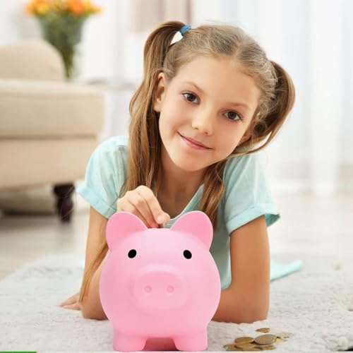 Image of Piggy Bank,Saving Box for Girls and Boys,Money Bank for Kids,Unbreakable Plastic Piggy Banks (Pink)