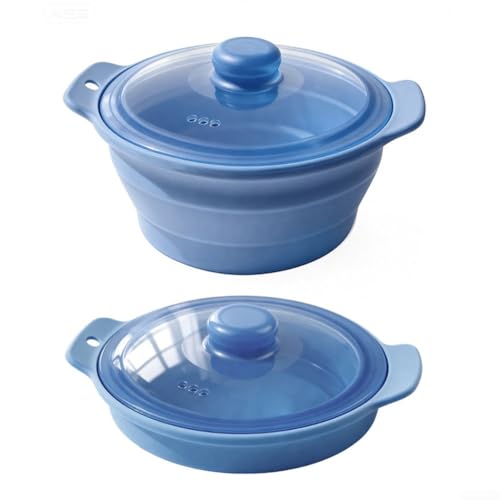 Panier vapeur compact en silicone pour micro-ondes pour petits ménages, dortoirs et cuisines de camping-car, facile à ranger et à transporter (bleu foncé)