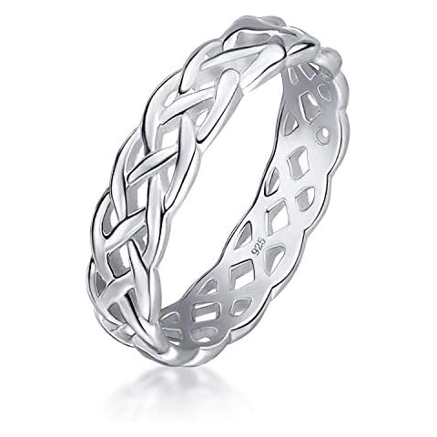 Amberta Women's 925 Sterling Silver Ring Celtic Knot Design Eternity Band: Inside Circumference 48.7 mm - Size J Cover