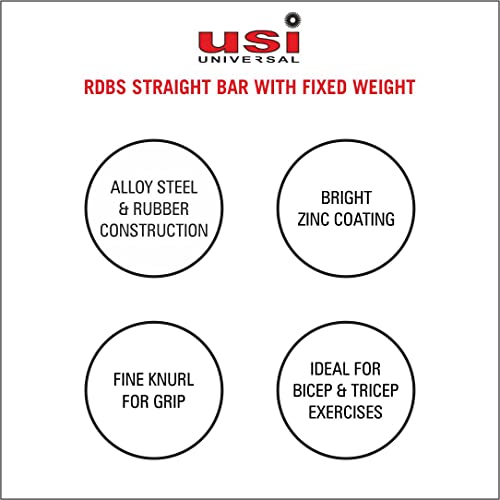 Image of USI UNIVERSAL Straight Weight Bar With Fixed Heads - Lifting Gym Rod, Curl Barbell for Workout Exercise Set (25)