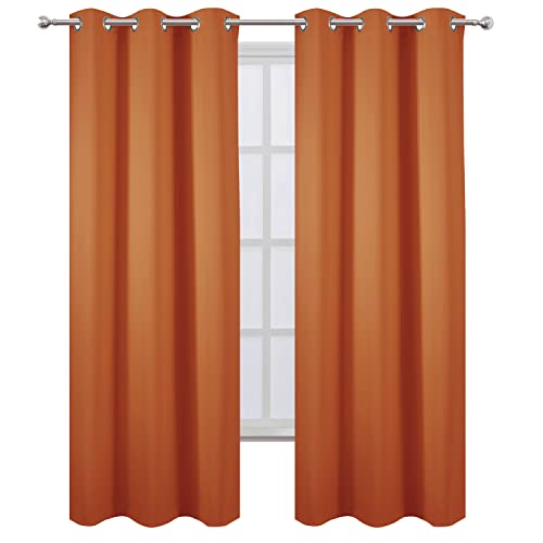 Image of LEMOMO Blackout Curtains 42 x 84 inch /Orange Curtains Set of 2 Panels /Thermal Insulated Room Darkening Bedroom Curtains
