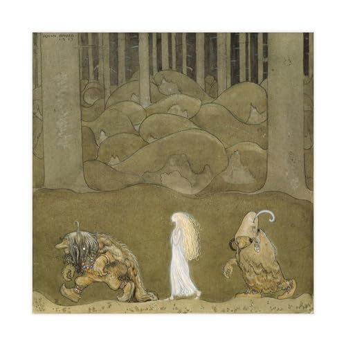 Impression sur toile John Bauer 30x30cm decoration murale sans cadre bureau chambre