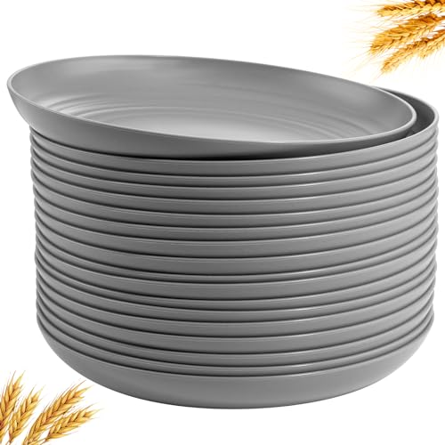 16Pcs-Dark-Grey-Wheat-Straw-Plates-Unbreakable-Dinner-Plates-Set 16Pcs Dark Grey Wheat Straw Plates Unbreakable Dinner Plates Set - Image 1