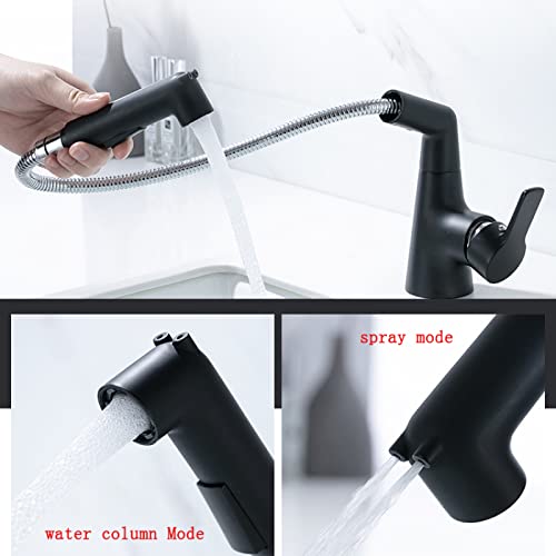 Robinet mitigeur en laiton pour lavabo avec douchette rétractable moderne - 5