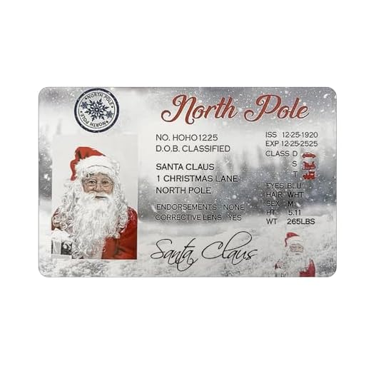COSSIKA Carte du Père Noël Festif Père Noël manquant Permis de vol Carte de vœux Permis de Conduire/Cartes d'identité/Permis de vol en traîneau Décorations