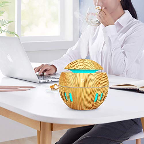 Andoer Umidificador de ar USB difusor de óleo de aroma Cool Mist Maker madeira que muda de cor LEDs