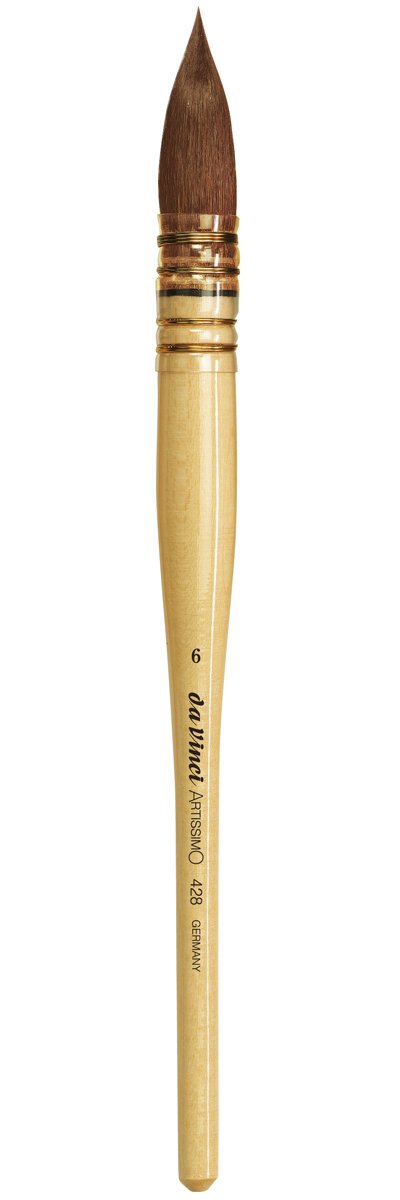da Vinci Watercolor Series Artissimo Paint Brush, Round Pure Kolinsky Red Sable, Size 6 (428-06)