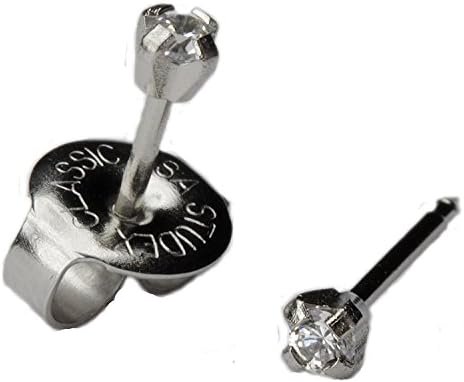 Ear Piercing Earrings Silver Stainless Mini 2mm Clear CZ Studs Studex System 75 Hypoallergenic by Studex 7532-0100-23