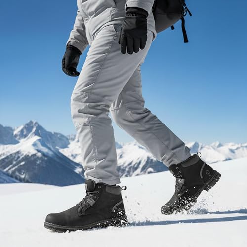 Image of CC-Los Men's Winter Snow Boots with Sherpa Fleece Lining Waterproof Slip-Resistant Insulated