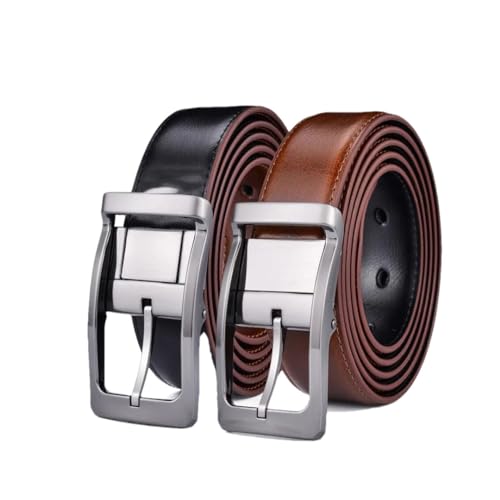 Hgvcfcv 1Pcs Men's Genuine Leather Reversible Belt Rotated Buckle Two In One Big And Tall Mens Belt