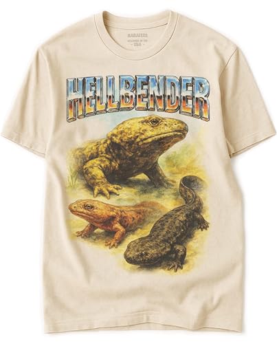 BABATEES Hellbender Heavy Metal Tshirt for Men & Women Aquatic Reptile Lovers - 100% Natural Undyed Cotton